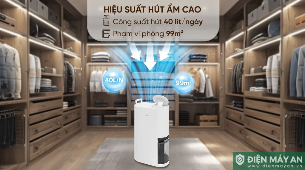 Máy hút ẩm LG Dual Inverter 40 lít DD23GMWE1.ABAE